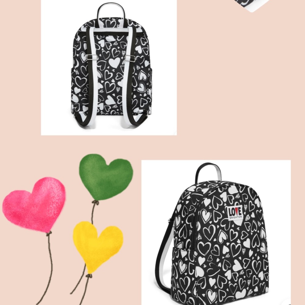 NEW BRIGHTON Endless Love Black white Hearts Women’s Backpack - Picture 12 of 16